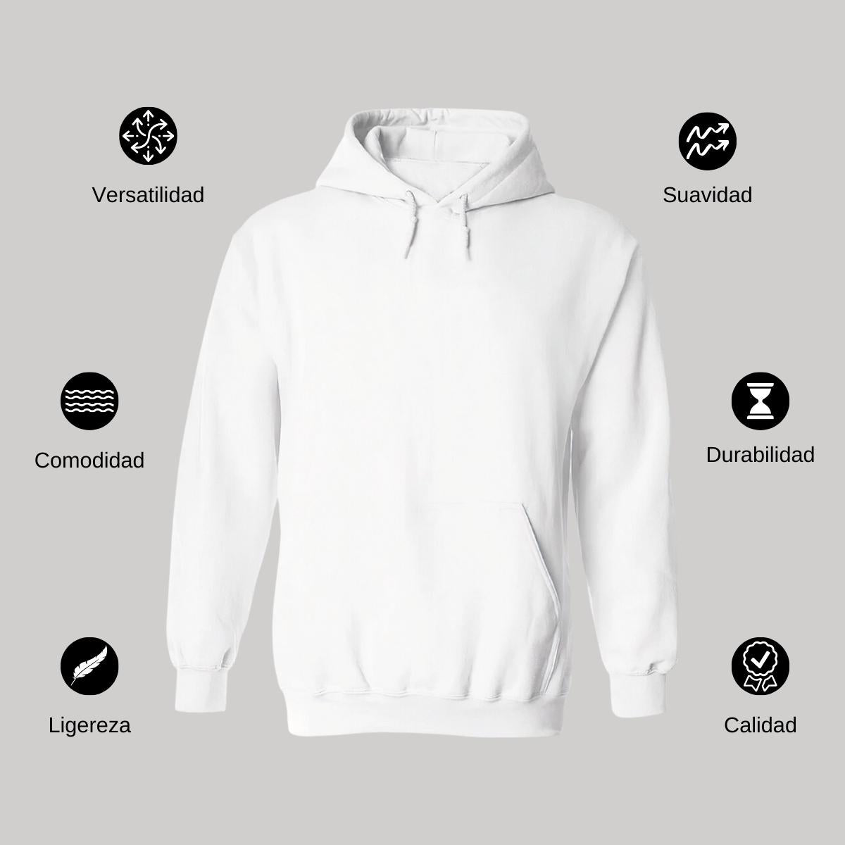 Hoodie Unisex 50% Algodón 50% Poliéster Blanco