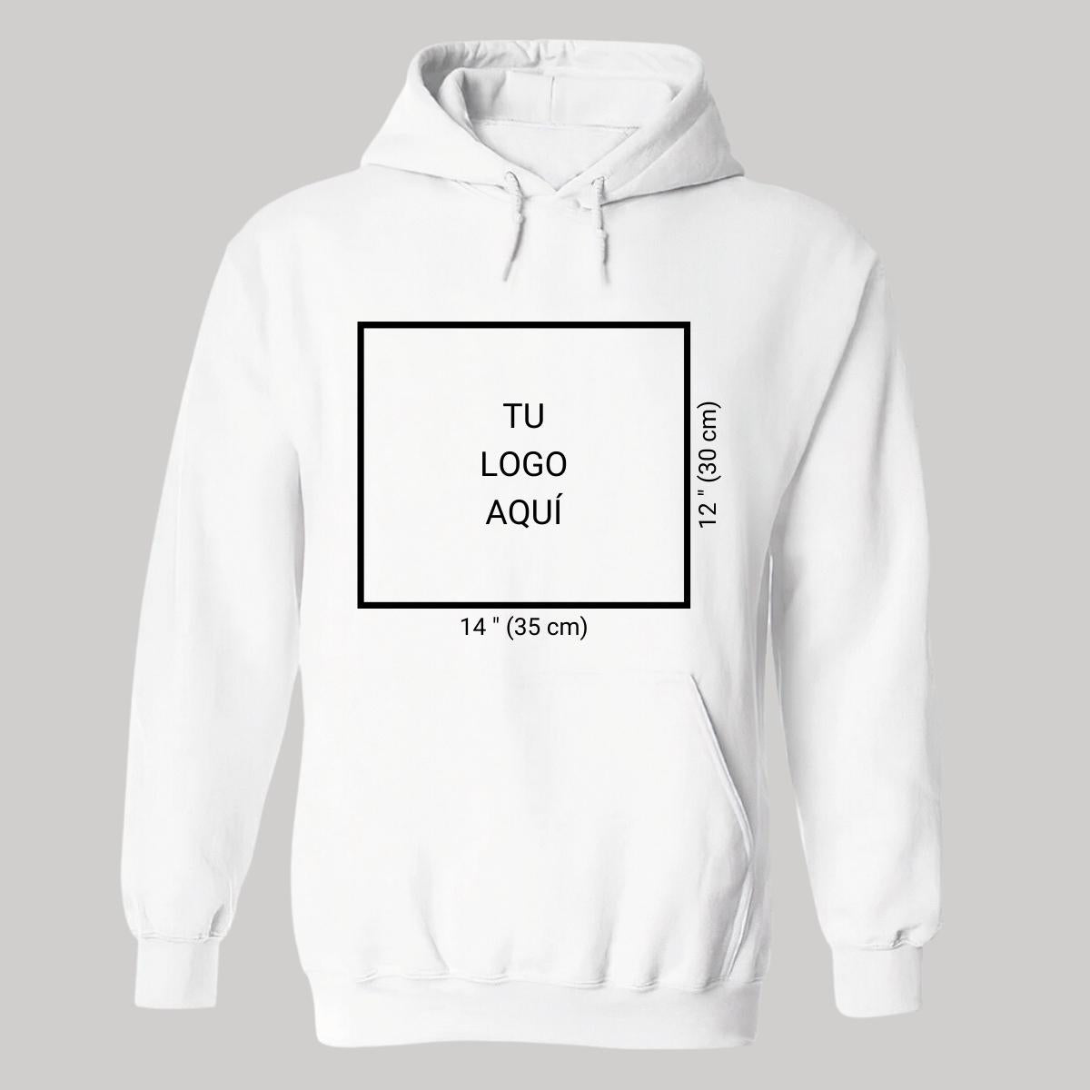 Sudadera c/Capucha Unisex Blanco Logo Personalizable