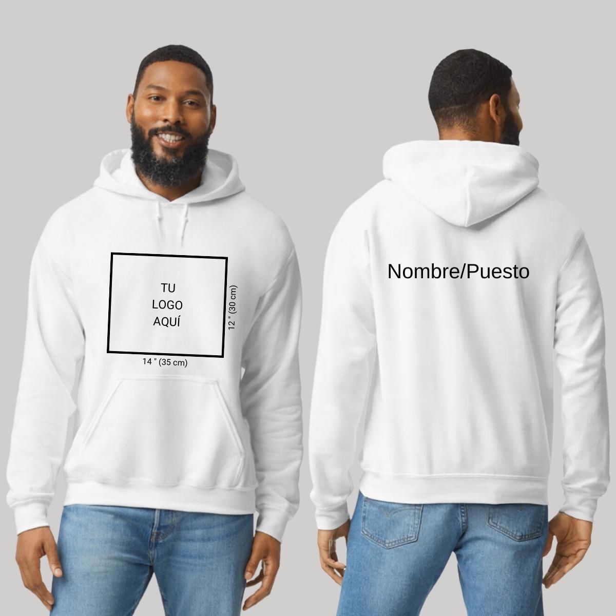 Sudadera c/Capucha Unisex Blanco Logo Personalizable