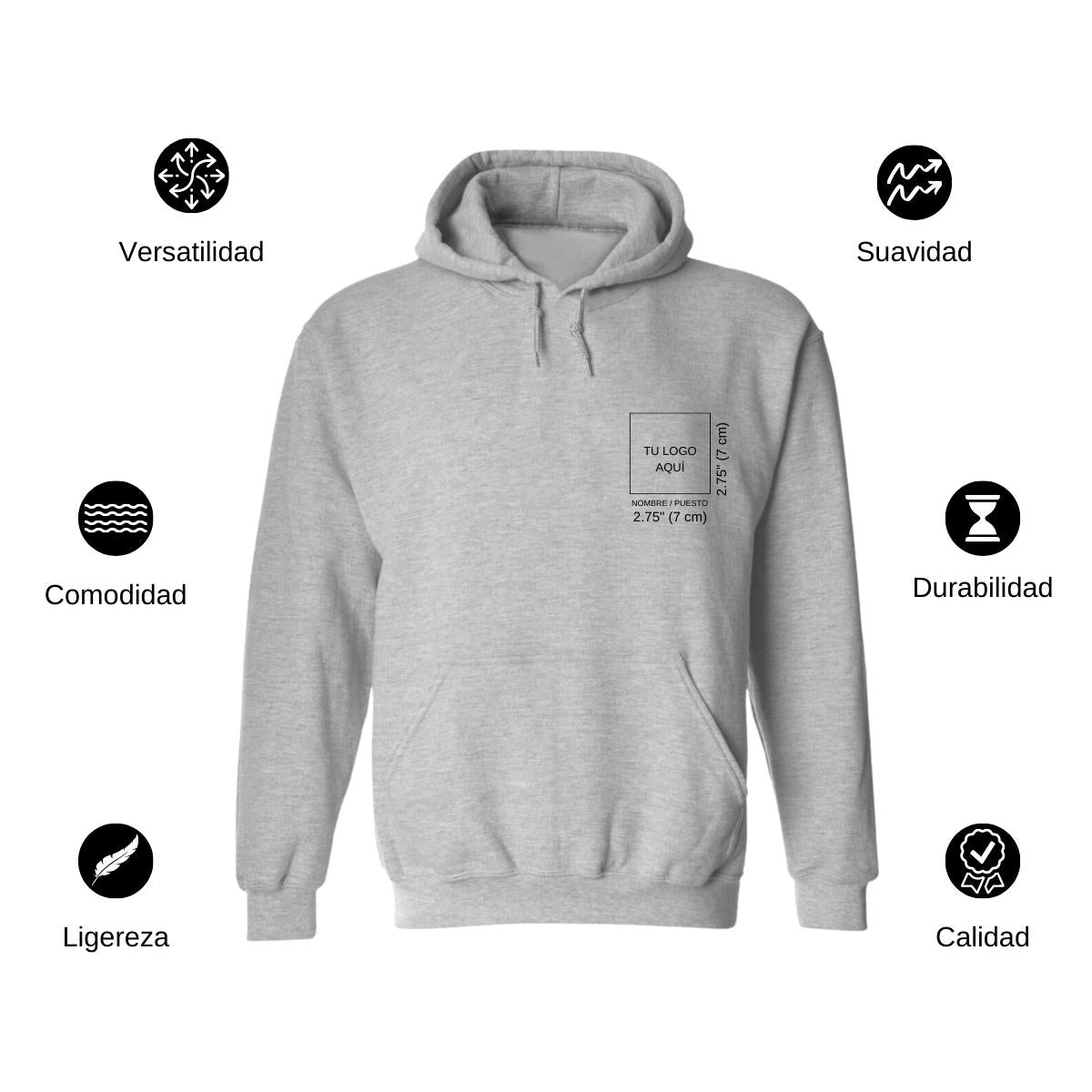 Sudadera c/Capucha Unisex Gris Personalizable Escudo