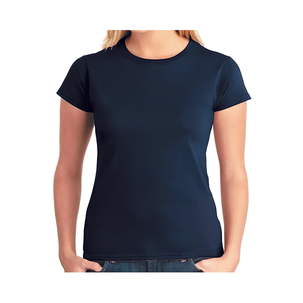 Playera Premium Cuello Redondo Algodón Dama  Azul Marino