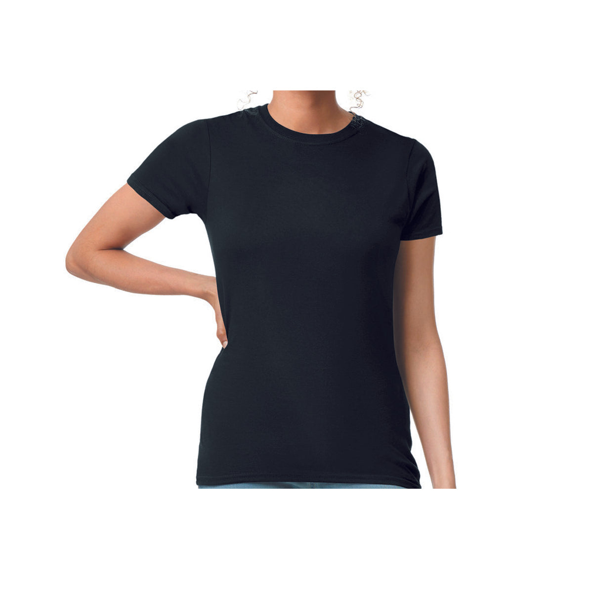 Playera Premium Cuello Redondo Algodón Dama  Negro