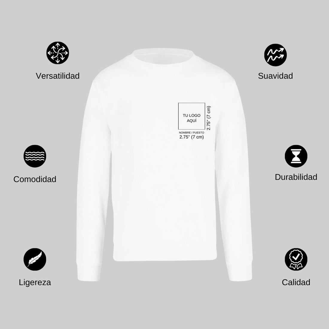 Sudadera Unisex Blanco Personalizable Escudo