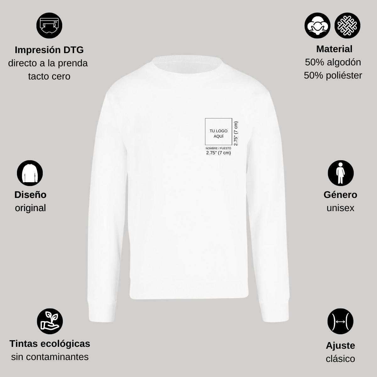 Sudadera Unisex Blanco Personalizable Escudo