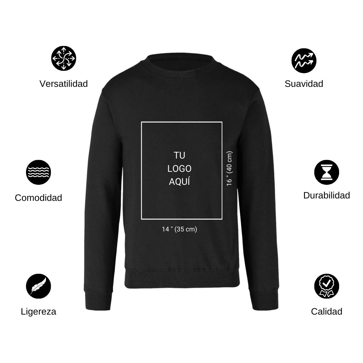 Sudadera Unisex Negro Logo Nombre Personalizable