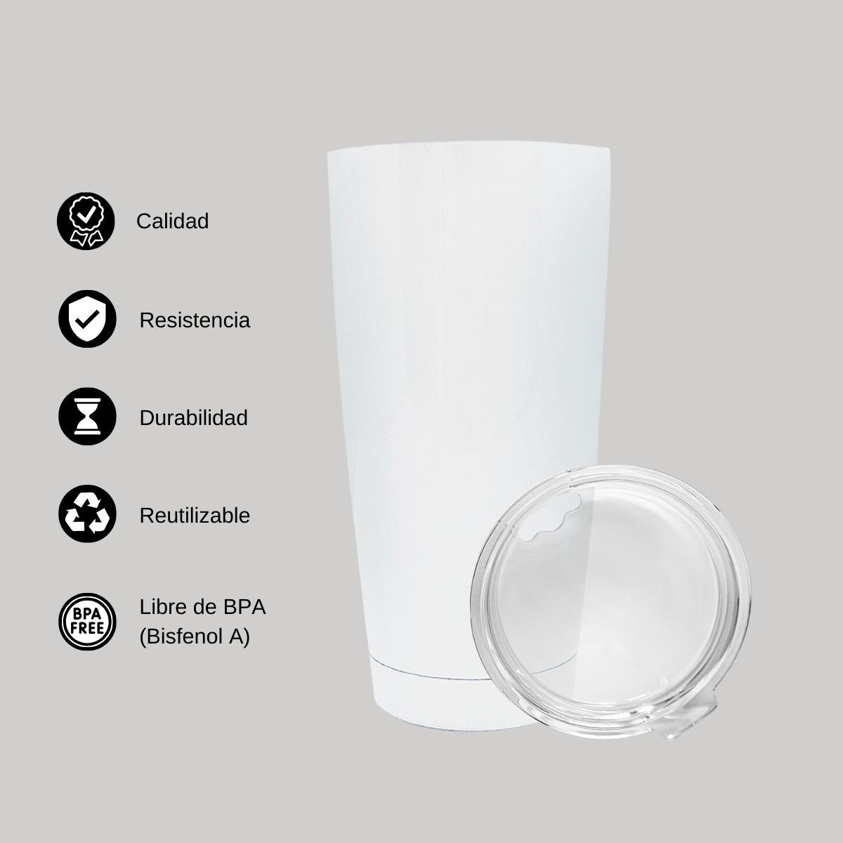 Termo 20 Oz Acero Inoxidable  Blanco