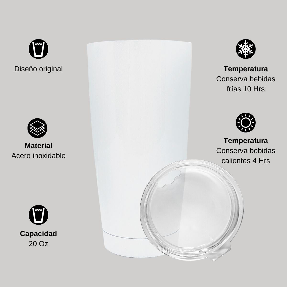 Termo 20 Oz Acero Inoxidable  Blanco