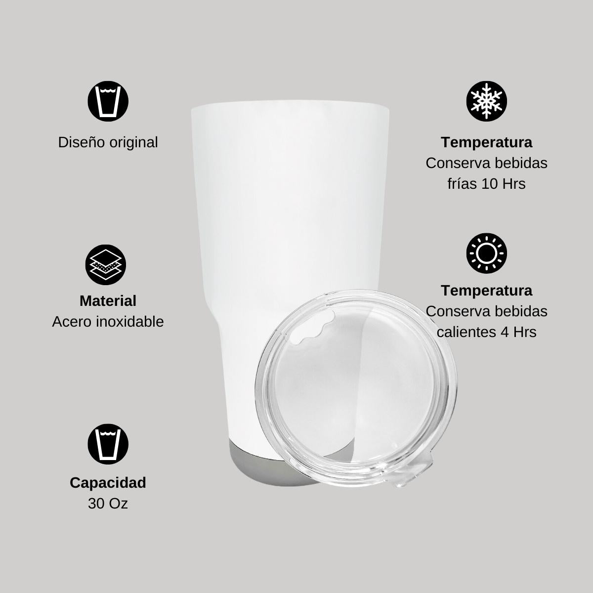 Termo 30 Oz Acero Inoxidable Blanco