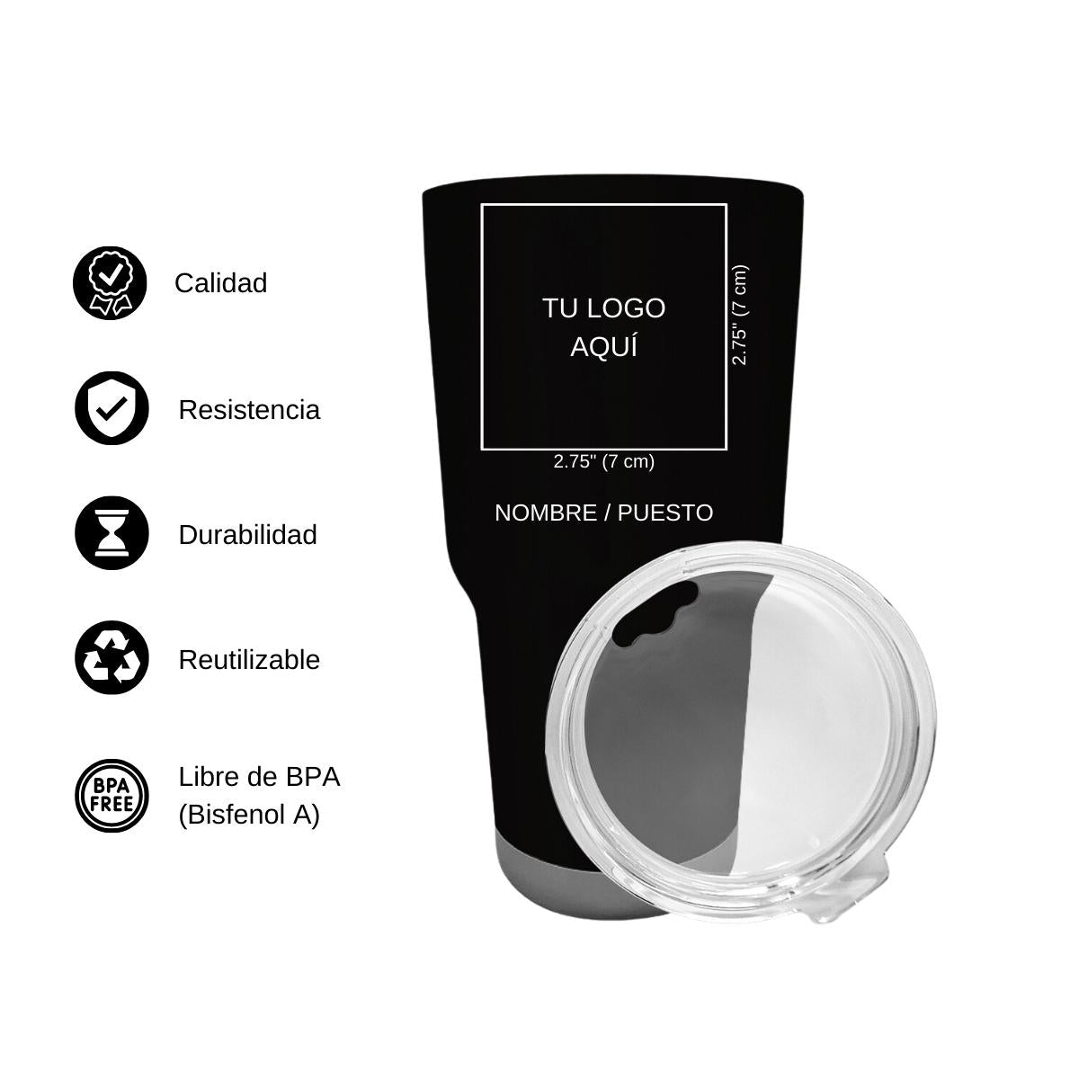 Termo Vaso Térmico 30 Oz Negro Personalizable Logo