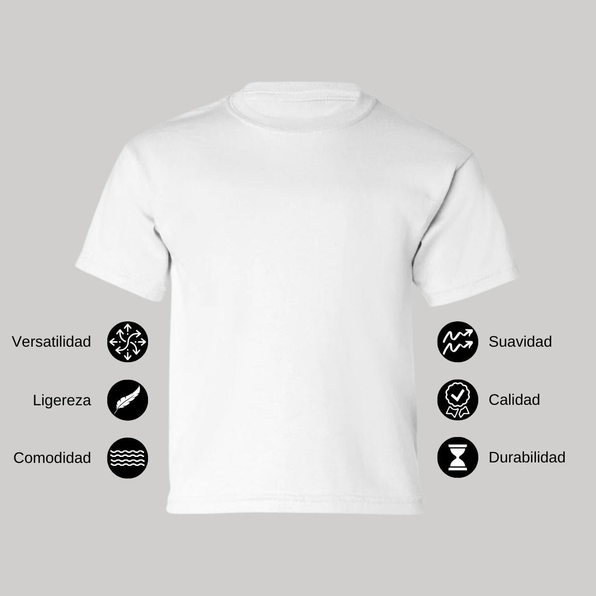 Playera Cuello Redondo Manga Corta Infantil Algodón Blanco