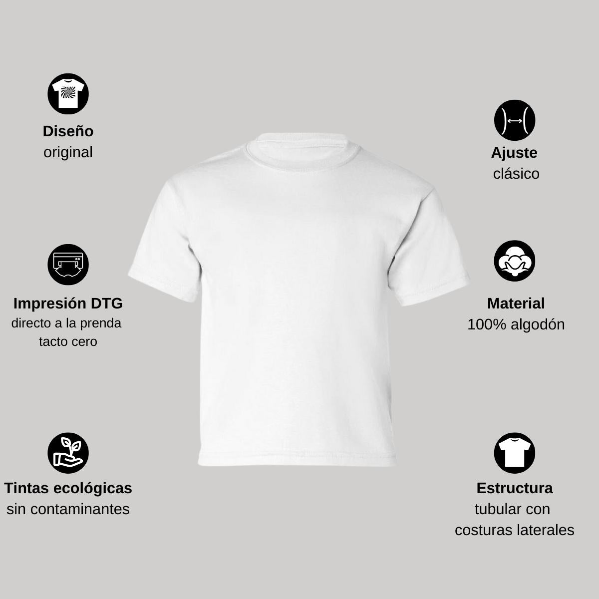 Playera Cuello Redondo Manga Corta Infantil Algodón Blanco