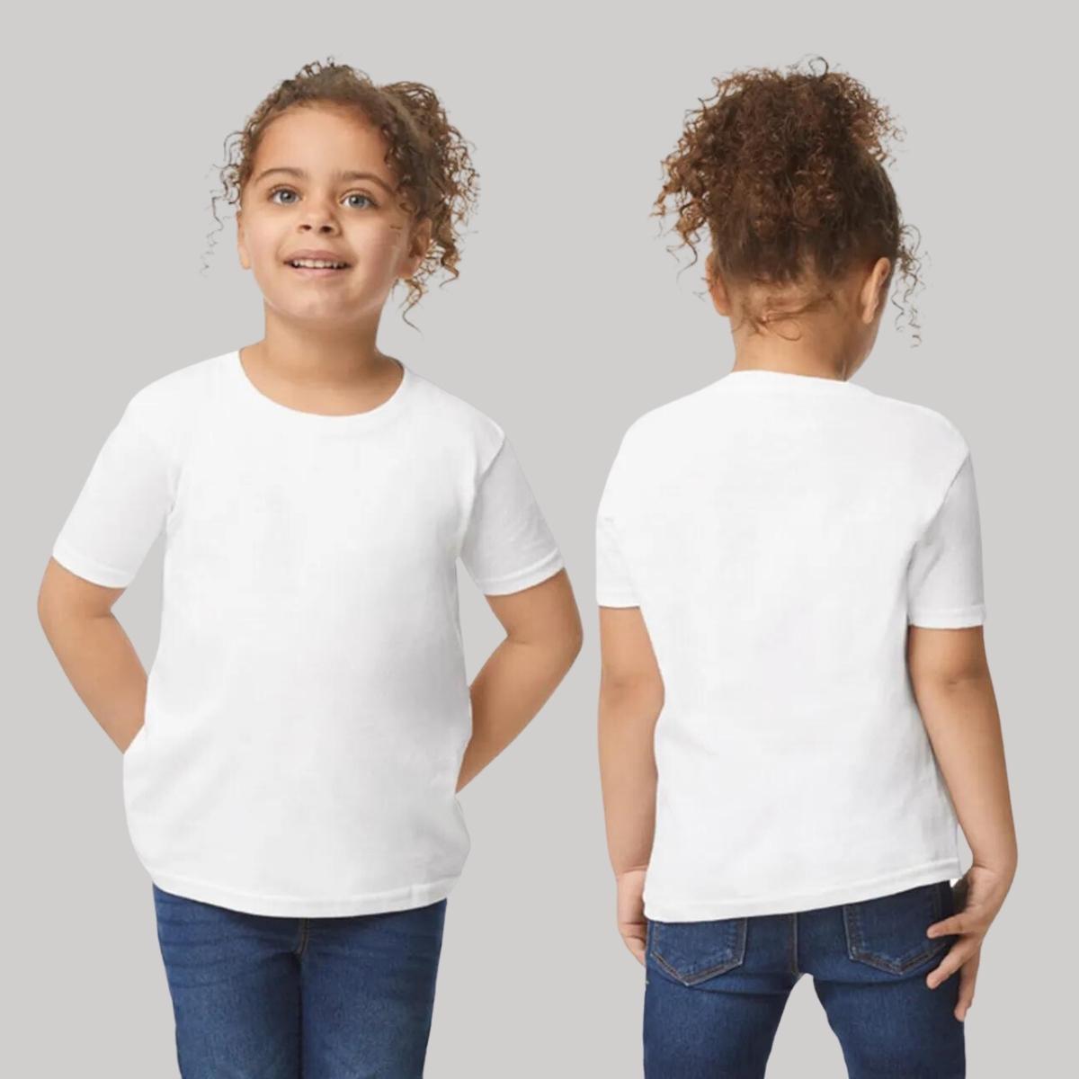 Playera Cuello Redondo Manga Corta Infantil Algodón Blanco