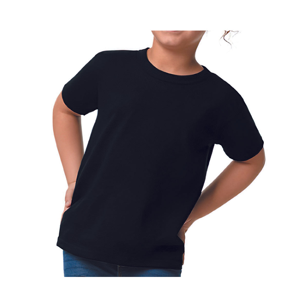 Playera Cuello Redondo Manga Corta Infantil Algodón Negro