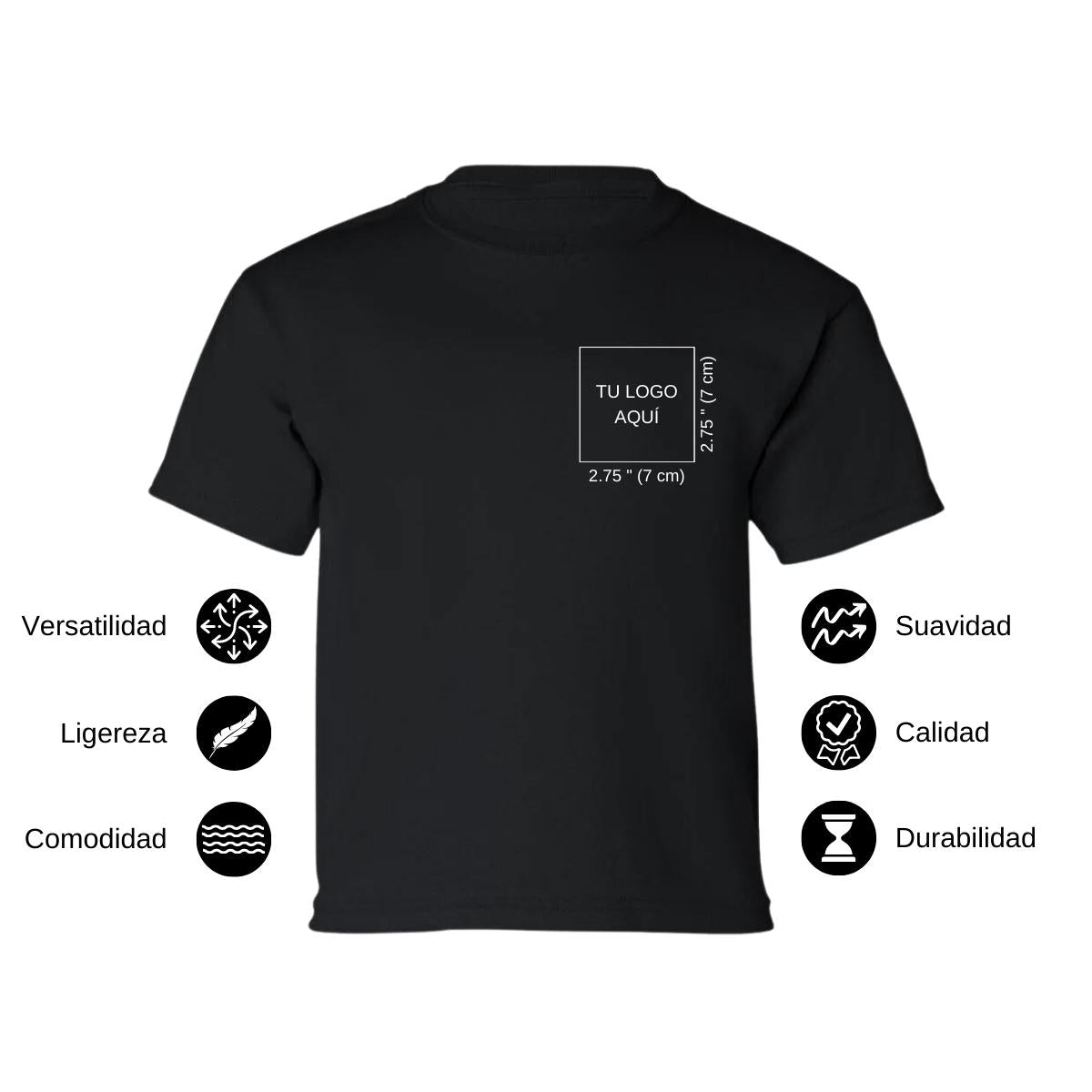 Playera Manga Corta Infantil Negro Personalizable Escudo