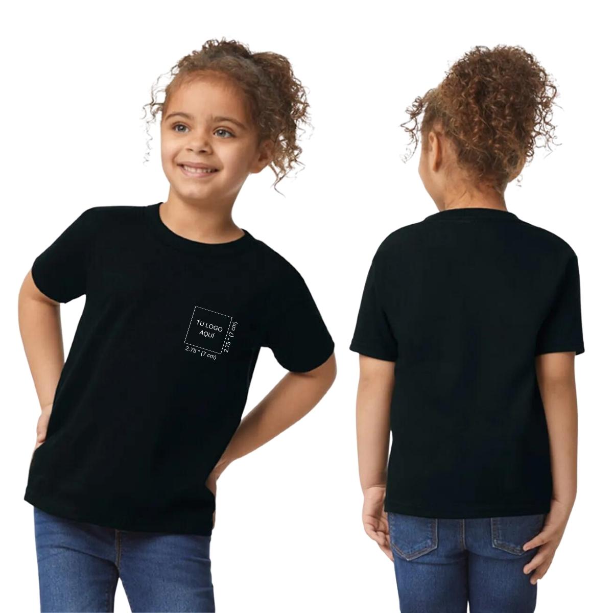 Playera Manga Corta Infantil Negro Personalizable Escudo