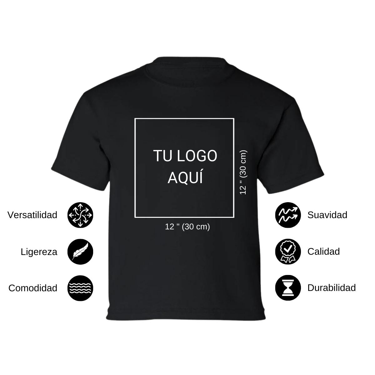 Playera Manga Corta Infantil Negro Personalizable Logo