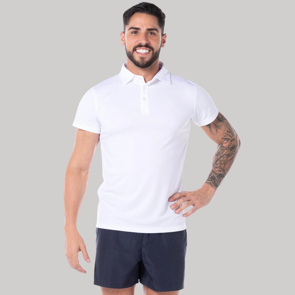 Playera Tipo Polo Hombre Manga Corta Blanco Personalizable