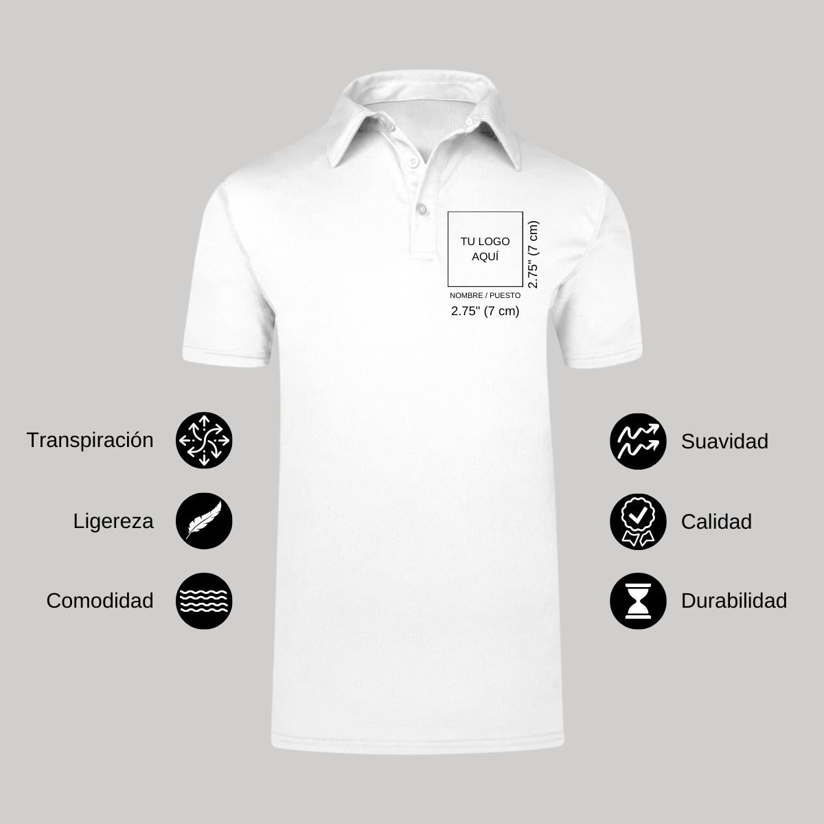 Playera Tipo Polo Hombre Manga Corta Blanco Personalizable