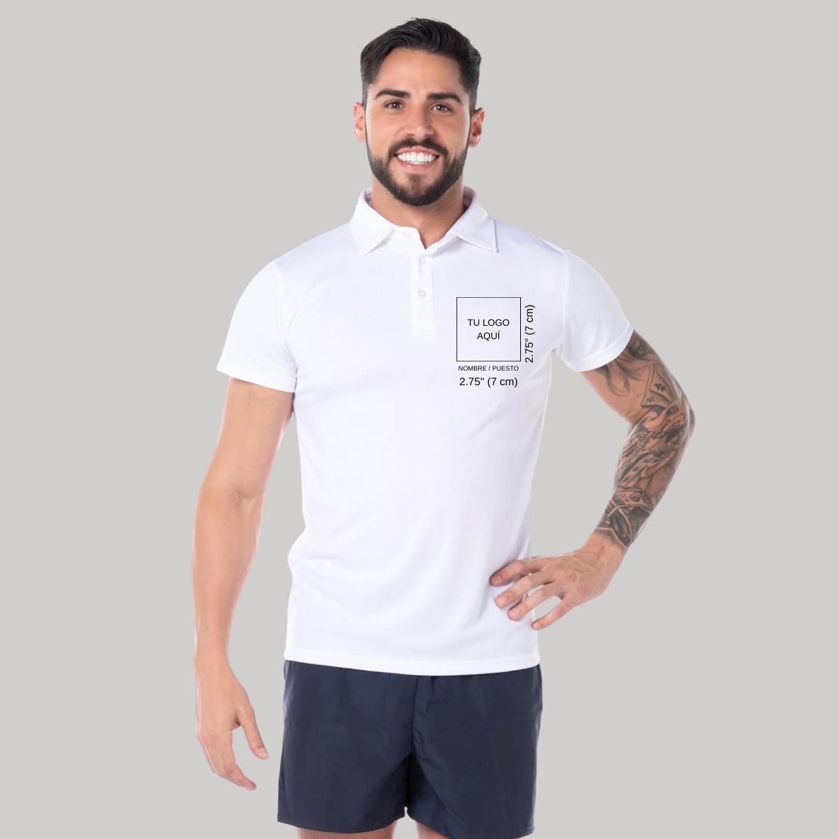 Playera Tipo Polo Hombre Manga Corta Blanco Personalizable
