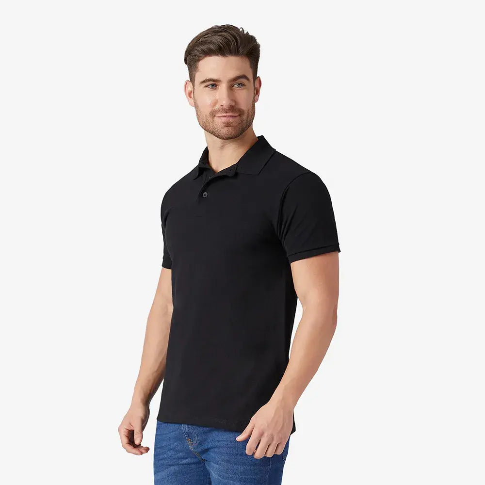 Playera Tipo Polo Piqué Hombre Manga Corta Negra Sartex