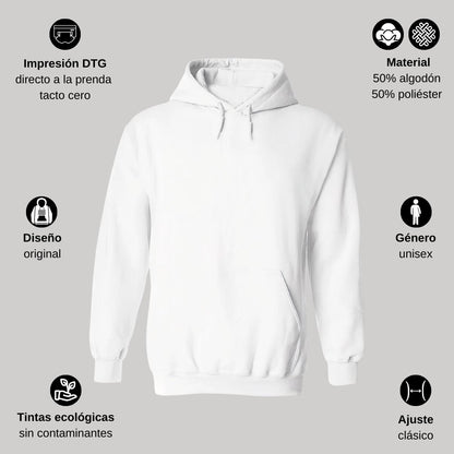 Hoodie Unisex 50% Algodón 50% Poliéster  Blanco