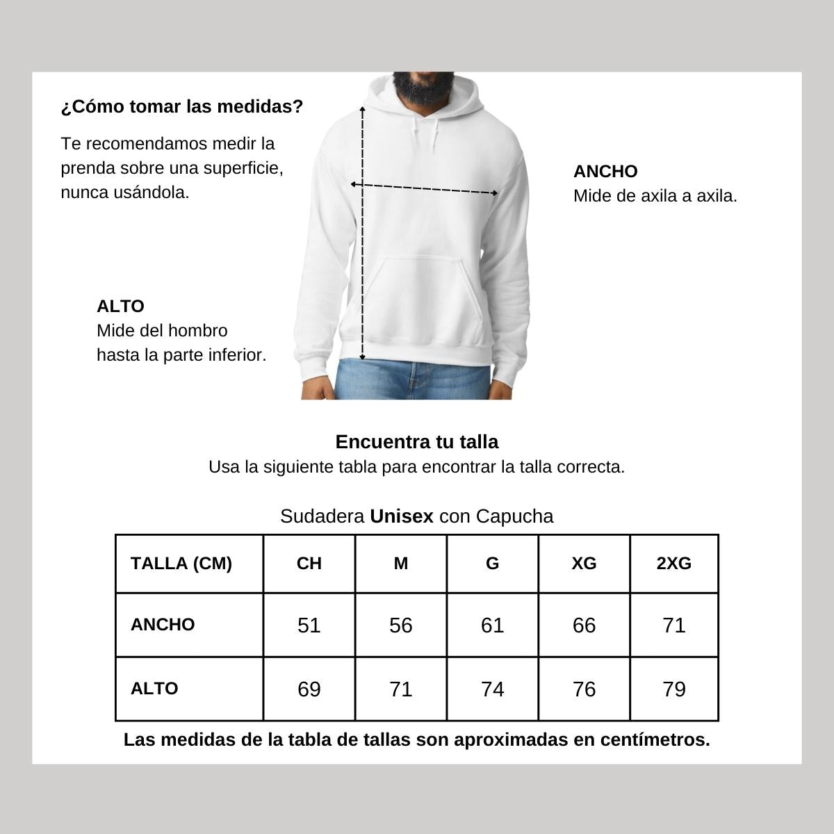 Hoodie Unisex 50% Algodón 50% Poliéster  Blanco