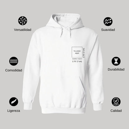 Sudadera c/Capucha Unisex Blanco Personalizable Escudo