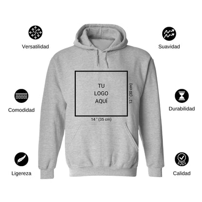 Sudadera c/Capucha Unisex Gris Logo Personalizable