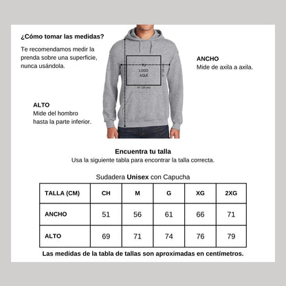 Sudadera c/Capucha Unisex Gris Logo Personalizable