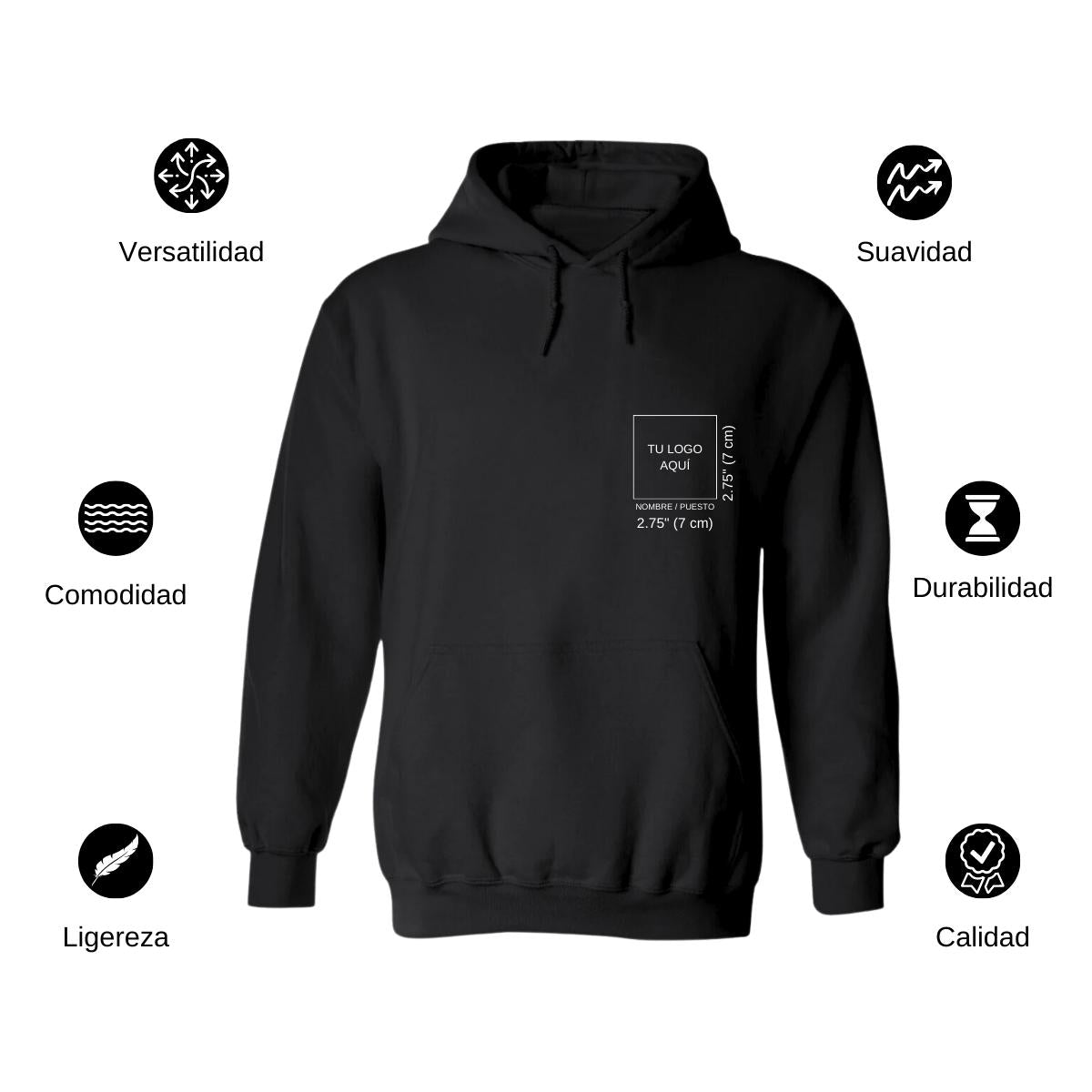 Sudadera c/Capucha Unisex Negro Personalizable Escudo