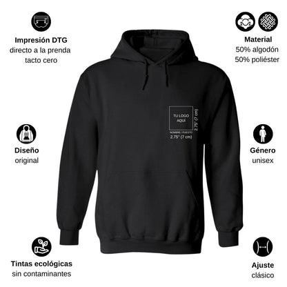 Sudadera c/Capucha Unisex Negro Personalizable Escudo