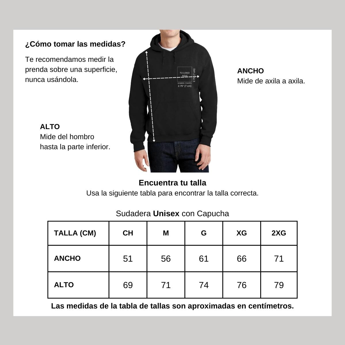 Sudadera c/Capucha Unisex Negro Personalizable Escudo