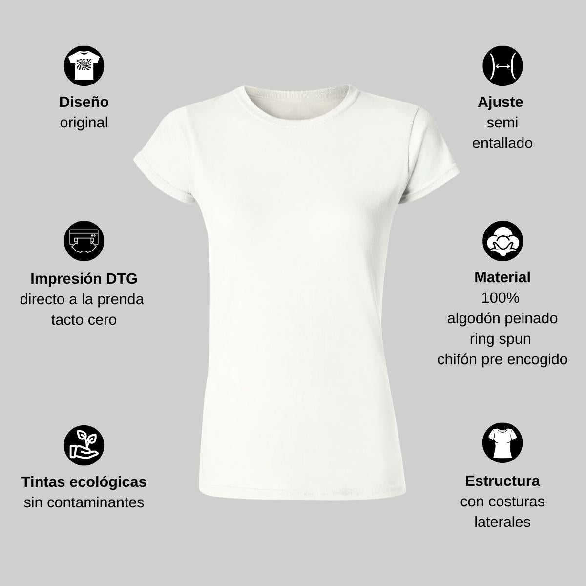 Playera Dama Gildan Cuello Redondo Algodón Blanco Mod. 64000