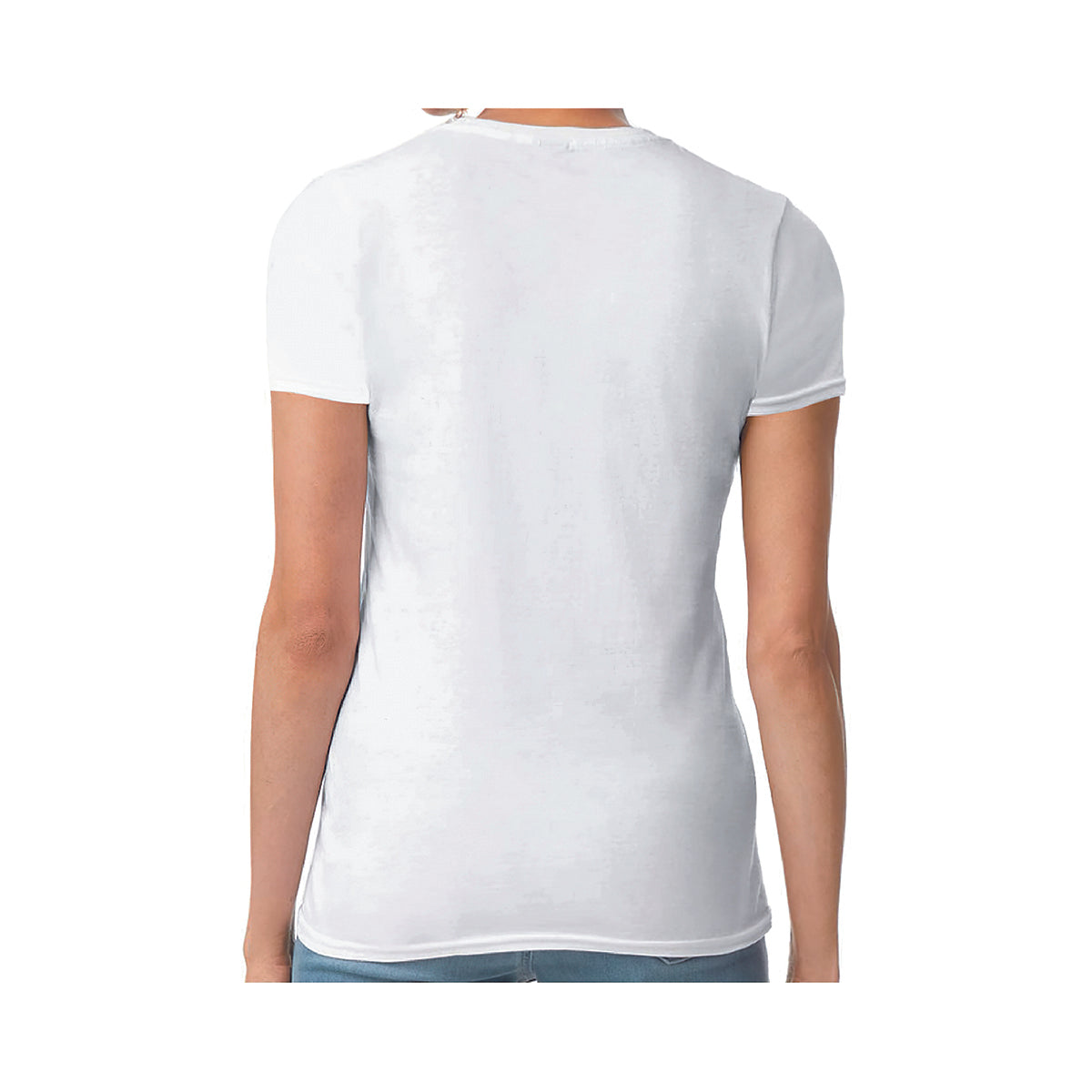 Playera Dama Gildan Cuello Redondo Algodón Blanco Mod. 64000