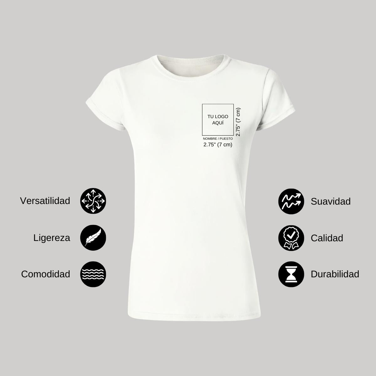 Playera Manga Corta Mujer Blanco Personalizable Escudo