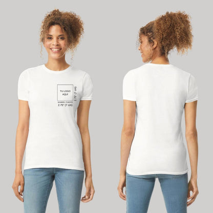 Playera Manga Corta Mujer Blanco Personalizable Escudo