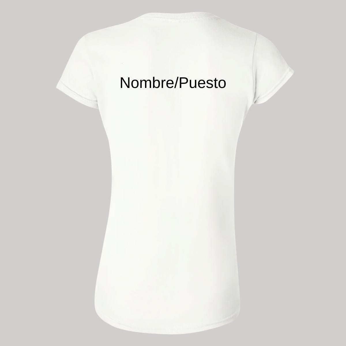 Playera Manga Corta Mujer Blanco Logo Personalizable