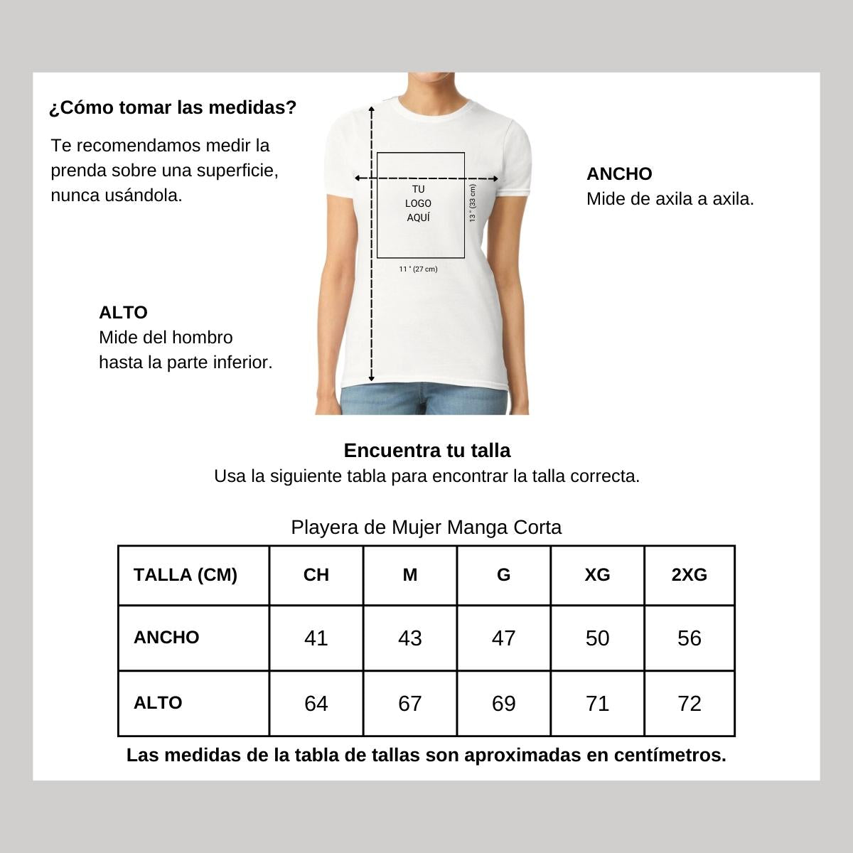 Playera Manga Corta Mujer Blanco Logo Personalizable