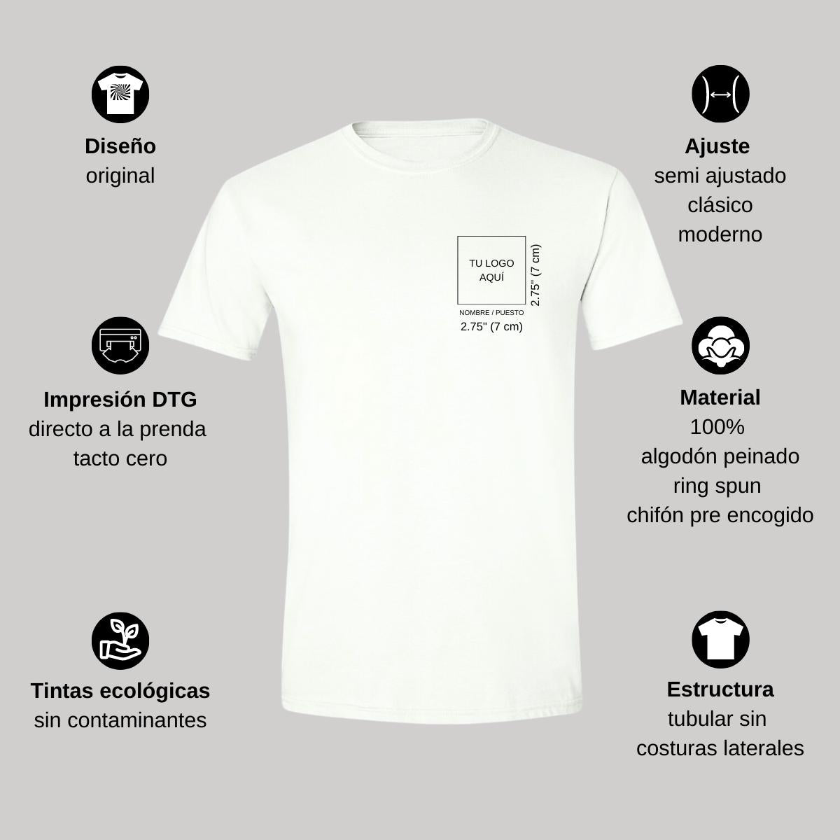 Playera Manga Corta Hombre Blanco Personalizable Escudo