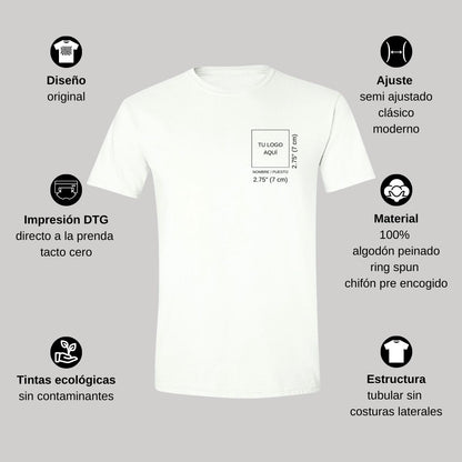 Playera Manga Corta Hombre Blanco Personalizable Escudo