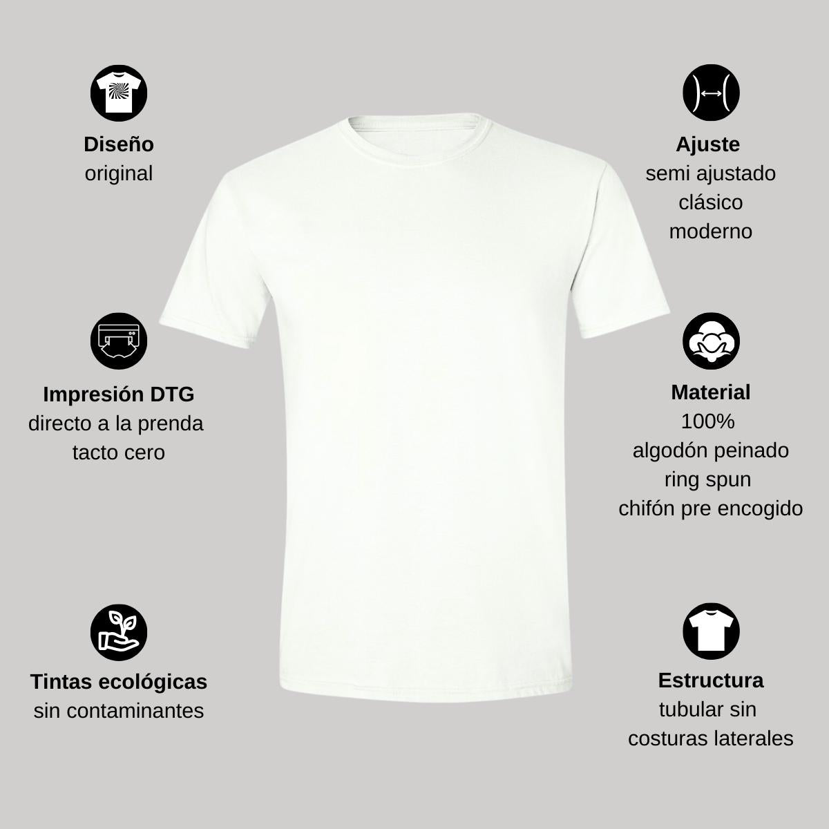 Playera Premium Cuello Redondo Manga Corta Algodón  Blanco