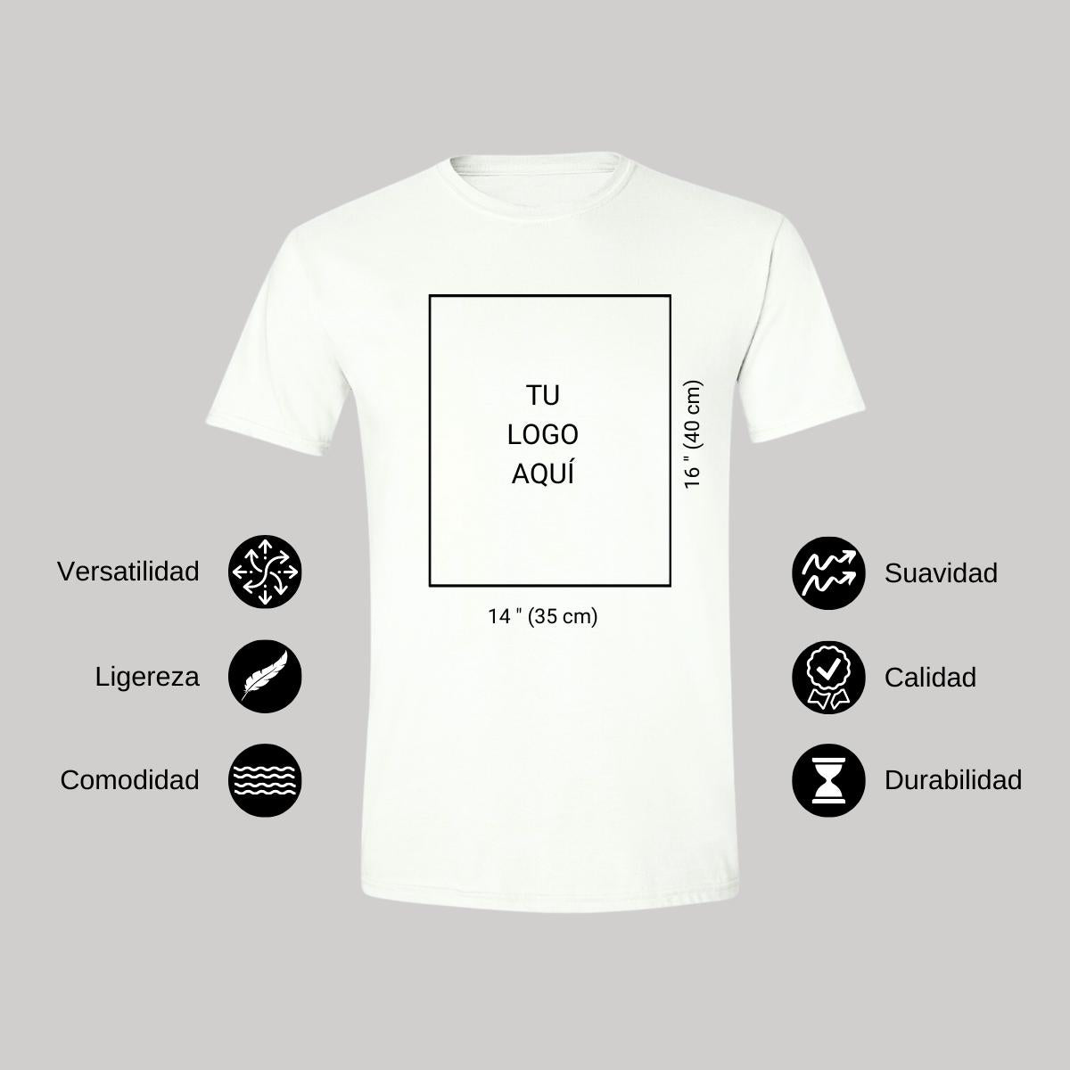 Playera Manga Corta Hombre Blanco Logo Personalizable