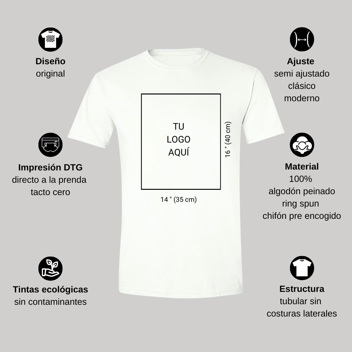 Playera Manga Corta Hombre Blanco Logo Personalizable