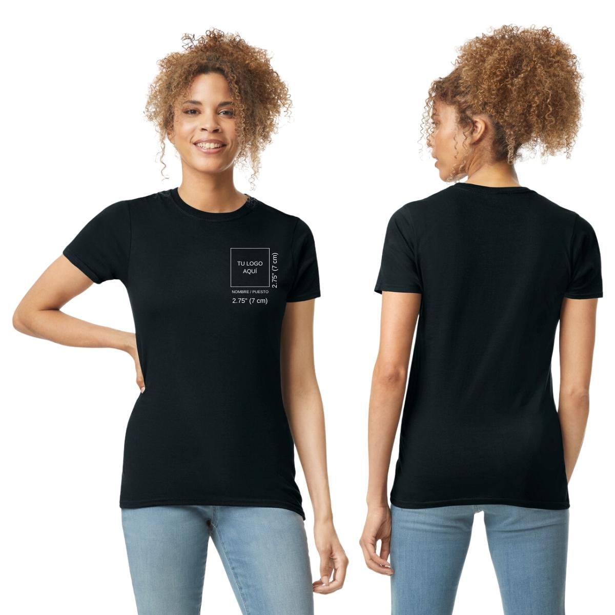 Playera Manga Corta Mujer Negro Personalizable Escudo