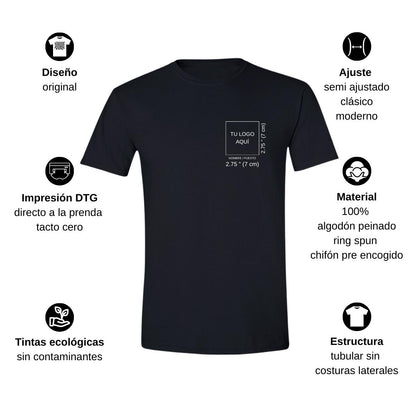 Playera Manga Corta Hombre Negro Personalizable Escudo