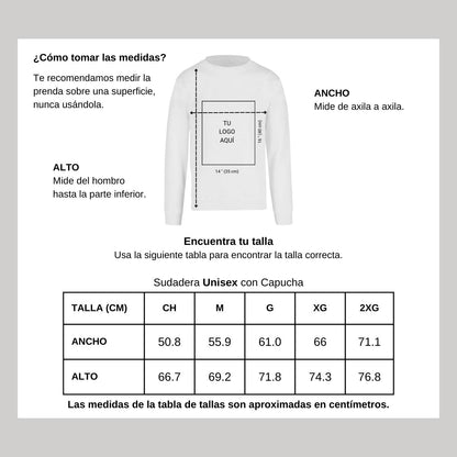 Sudadera Unisex Blanco Logo Nombre Personalizable