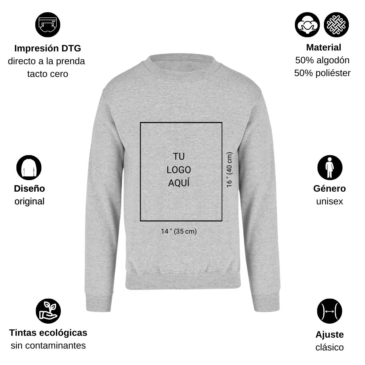 Sudadera Unisex Gris Logo Nombre Personalizable