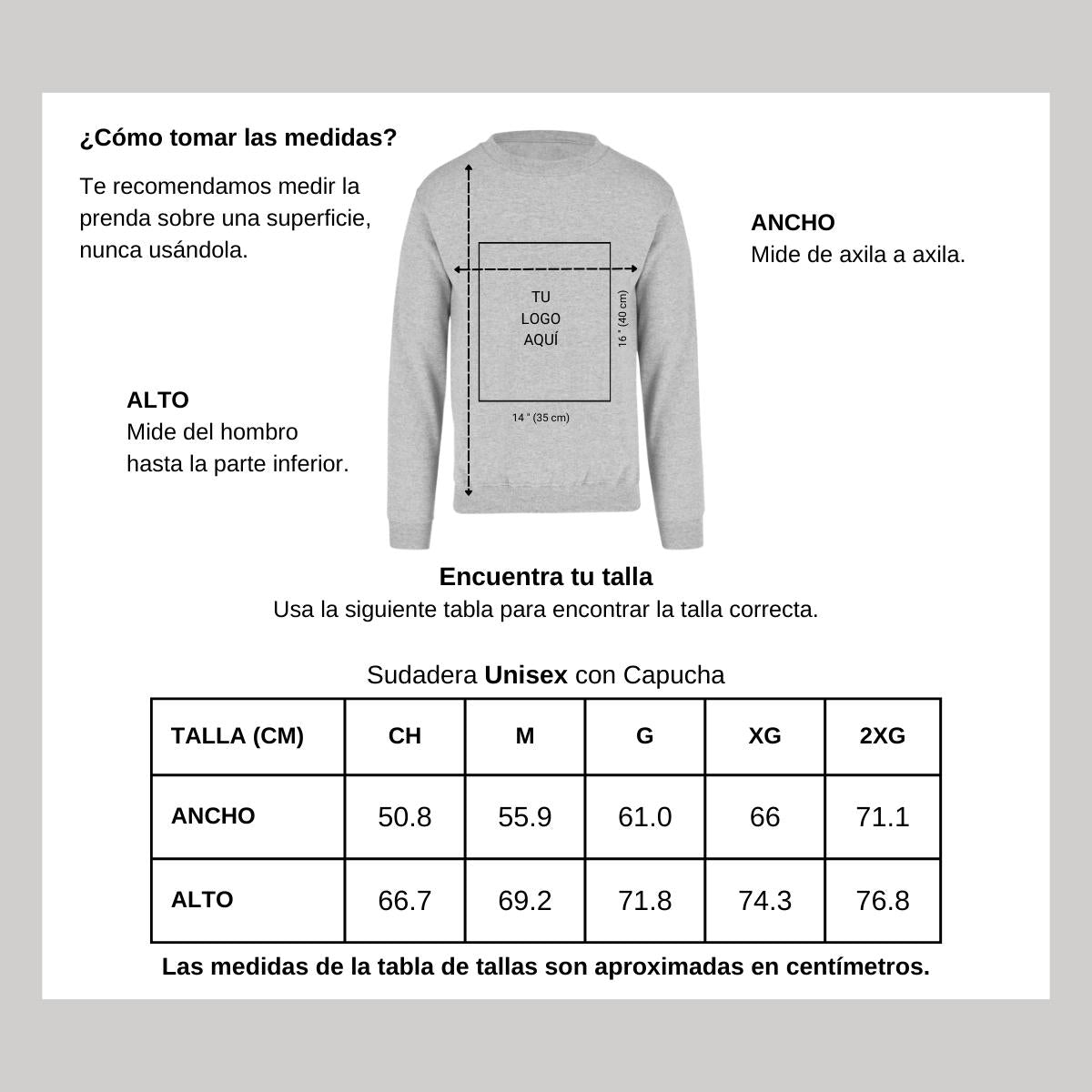 Sudadera Unisex Gris Logo Nombre Personalizable