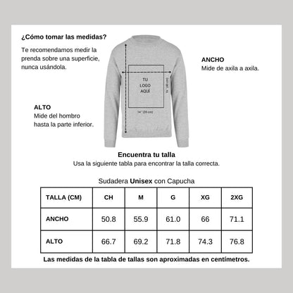 Sudadera Unisex Gris Logo Nombre Personalizable