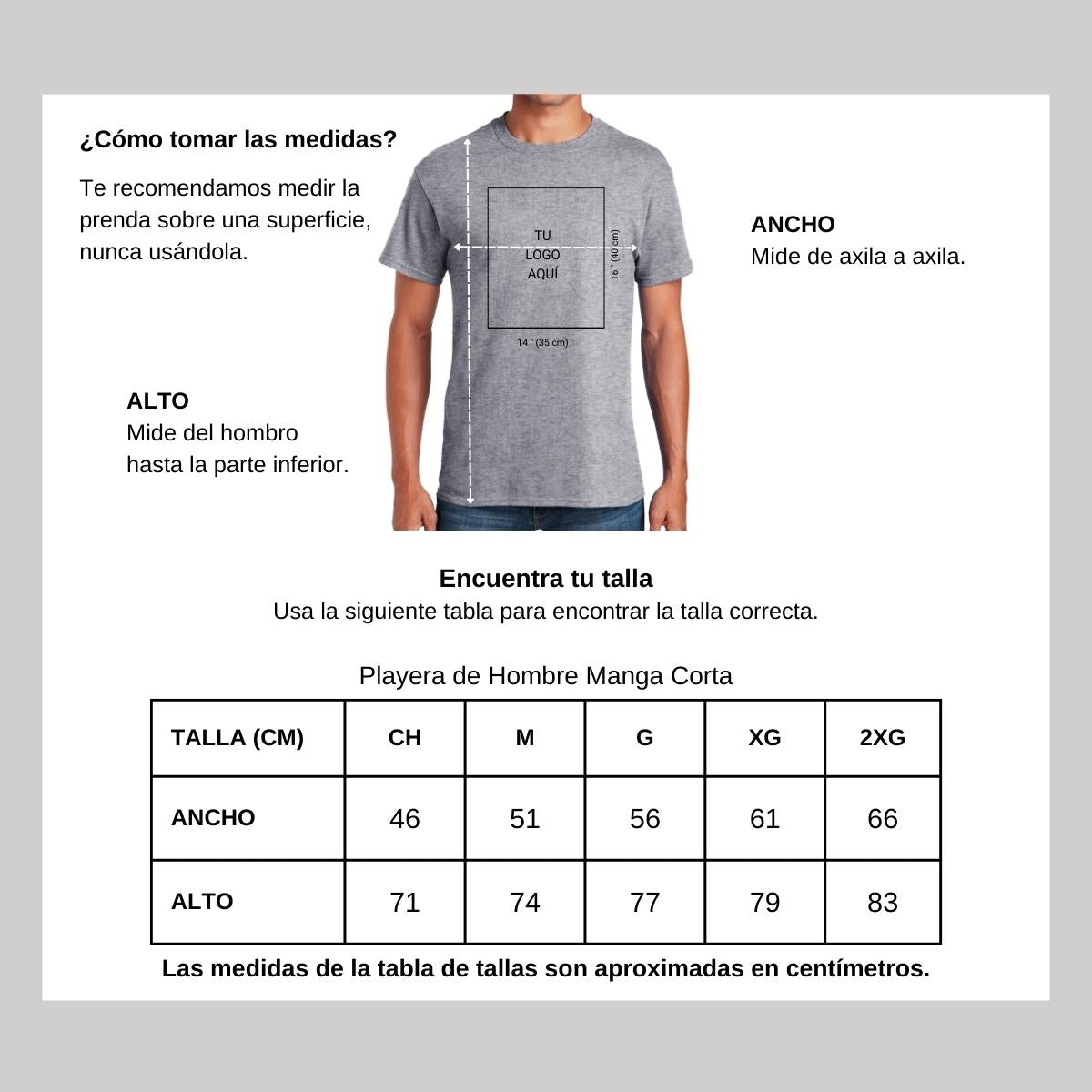 Playera Manga Corta Hombre Gris Logo Personalizable